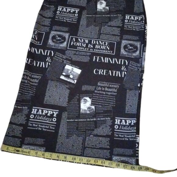 Mulvari Black & White Newspaper Print Bodycon Spaghetti Strap Maxi Dress XL! - Picture 13 of 15